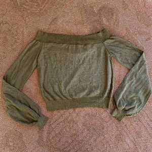 Off the Shoulder Lurex Cropped Sweater
